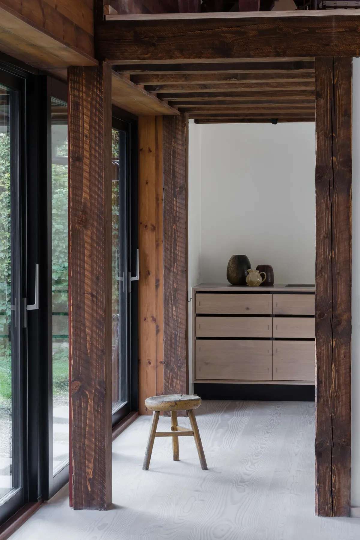 Oak interior with a timber frame doorway